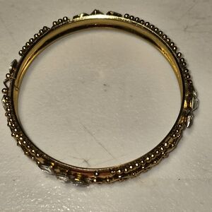Gold Tone Bangle Bracelet with Bling Rhinestones